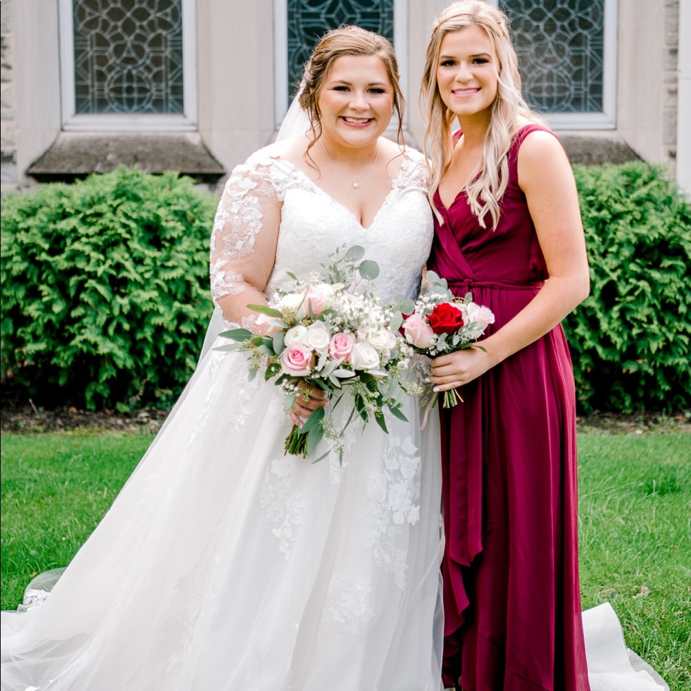David’s Bridal Wine Bridesmaid Dress - Picture 4 of 11